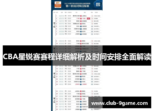 CBA星锐赛赛程详细解析及时间安排全面解读 CBA星锐赛赛程详细解析及时间安排全面解读